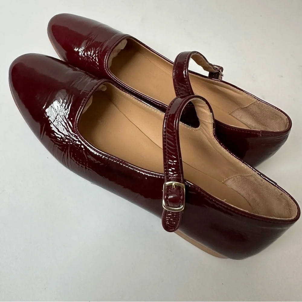 Caron Callahan Deep Red Mary Jane Flats size 41 - Picture 2 of 8